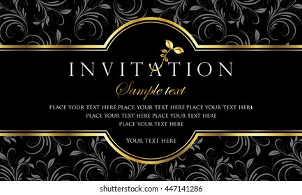 Invitation Card - Black And Gold Style