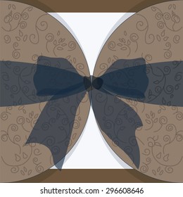 Invitation card with bow and ornaments for wedding, ceremony or anniversary. Vector