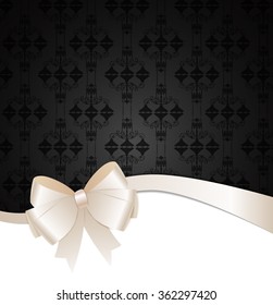 Invitation Card with Bow, Ribbon and Copy Space. Vector Illustration