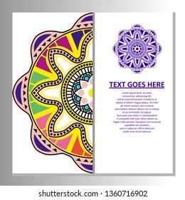 Invitation card, business card, greeting card set. Floral mandala, vector mandala, flower mandala design background