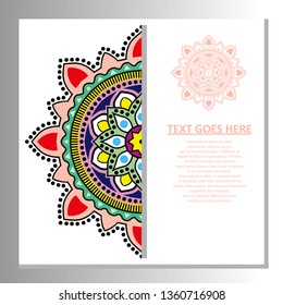 Invitation card, business card, greeting card set. Floral mandala, vector mandala, flower mandala design background