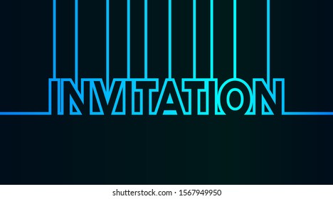 Invitation card - caption as cold continuous outline - vector illustration