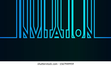 Invitation card - caption as cold continuous outline - vector illustration