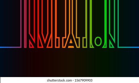Invitation card - caption as colorful continuous outline - vector illustration
