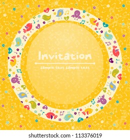 Invitation card for children's parties,  birthday, and other events. EPS 10 vector illustration