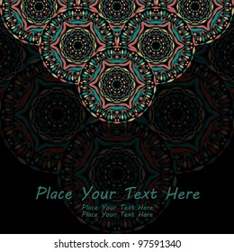 Invitation Card with Circles in form of Triangle and Place for Text on Black Background. Vector Illustration