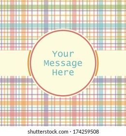 invitation card with colorful square pattern