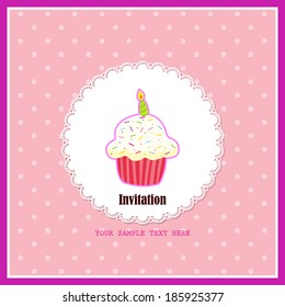 Invitation card with cupcake / Cute cupcake design 