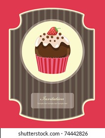 invitation card with cupcake. vector illustration