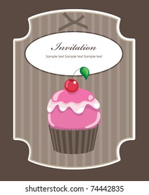 invitation card with cupcake. vector illustration