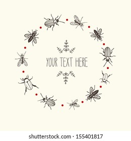 Invitation card with cute bugs