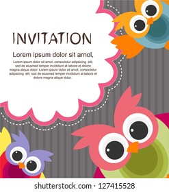 invitation card with cute owls