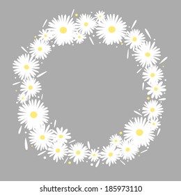 Invitation card with daisies on grey background