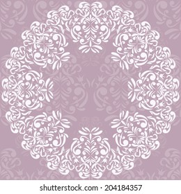 Invitation card with damask background and elegant floral elements, EPS8 - vector graphics.