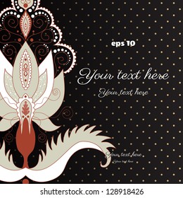 Invitation card with damask pattern. Restrained colors.