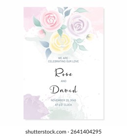 Invitation card design with floral watercolor