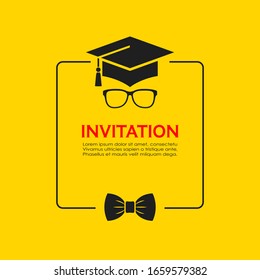 Invitation card design for graduation ceremony, vector illustration