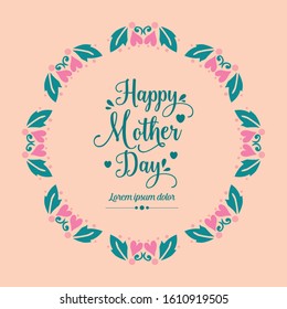 Invitation card design for happy mother day celebration, with elegant ornate leaf and flower frame. Vector