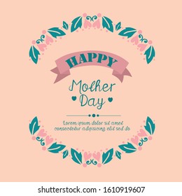 Invitation card design for happy mother day celebration, with elegant ornate leaf and flower frame. Vector