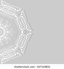 Invitation Card design with lace pattern. Decorative abstract background, mandala element, luxury postcard with lace texture for Wedding, Bridal, Valentine's day, greeting card or Birthday Invitation