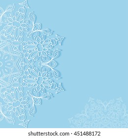 Invitation Card design with lace pattern. Decorative abstract background, mandala elements, luxury postcard with lace texture for Wedding, Bridal, Valentine's day, greeting cards, Birthday Invitations