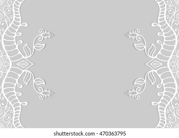 Invitation Card design with lace pattern. Decorative abstract background, mandala elements, luxury postcard with lace texture for Wedding, Bridal, Valentine's day, greeting cards, Birthday Invitations