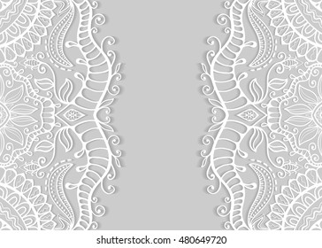 Invitation Card design with lace pattern. Decorative abstract background, luxury postcard with lace texture for Wedding, Bridal, Valentine's day, greeting cards, Birthday Invitations