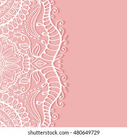 Invitation Card design with lace pattern. Decorative abstract background, luxury postcard with lace texture for Wedding, Bridal, Valentine's day, greeting cards, Birthday Invitations