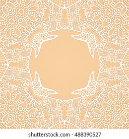 Invitation Card design with lace pattern. Decorative abstract background, outline frame border, luxury postcard with lace texture for Wedding, Valentine's day, greeting cards, Birthday Invitations