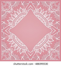Invitation Card design with lace pattern. Decorative abstract background, outline frame border, luxury postcard with lace texture for Wedding, Valentine's day, greeting cards, Birthday Invitations