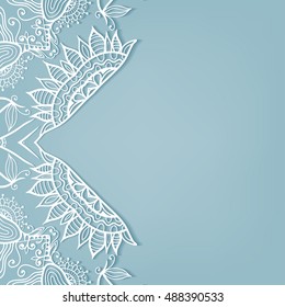 Invitation Card design with lace pattern. Decorative abstract background, outline frame border, luxury postcard with lace texture for Wedding, Valentine's day, greeting cards, Birthday Invitations