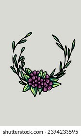 invitation card design with leaf and flower motifs