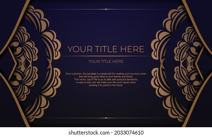 Invitation card design with luxurious patterns. Purple banner with greek luxury ornaments and place for your text.