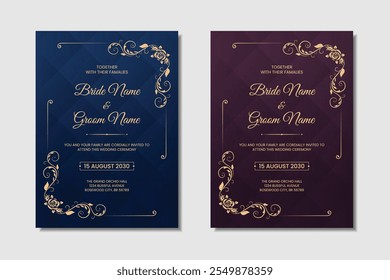 Invitation Card Design, Luxury wedding invitation card design template