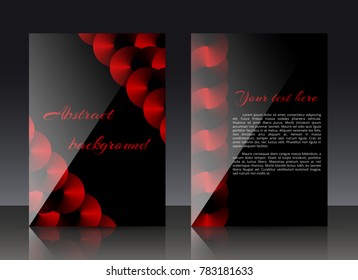 Invitation card design with red round disks and metallic gradient