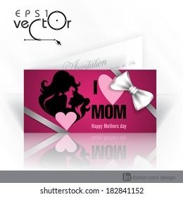 Invitation Card Design, Template. Happy Mothers Day. Vector Illustration. Eps 10.