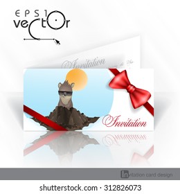 Invitation Card Design, Template. Happy Groundhog Day.  Vector Illustration. Eps 10.