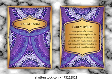 Invitation card design template. Vintage decorative elements with mandala, delicate floral pattern. Islam, Arabic, Indian, ottoman, aztec motifs.