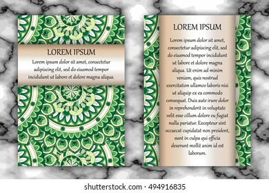 Invitation card design template. Vintage decorative elements with mandala, delicate floral pattern. Islam, Arabic, Indian, ottoman, aztec motifs.
