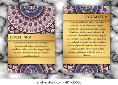 Invitation card design template. Vintage decorative elements with mandala, delicate floral pattern. Islam, Arabic, Indian, ottoman, aztec motifs.