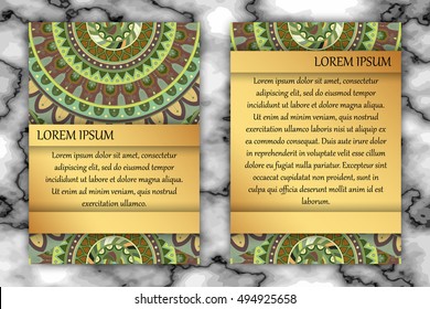 Invitation card design template. Vintage decorative elements with mandala, delicate floral pattern. Islam, Arabic, Indian, ottoman, aztec motifs.