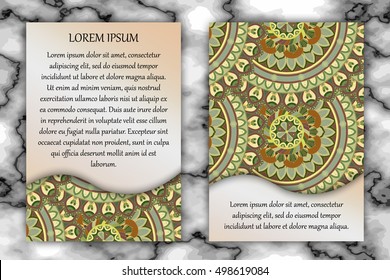 Invitation card design template. Vintage decorative elements with mandala, delicate floral pattern. Islam, Arabic, Indian, ottoman, aztec motifs