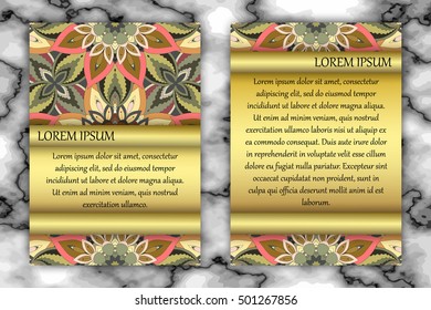 Invitation card design template. Vintage decorative elements with mandala, delicate floral pattern. Islam, Arabic, Indian, ottoman, aztec motifs