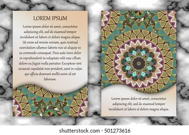 Invitation card design template. Vintage decorative elements with mandala, delicate floral pattern. Islam, Arabic, Indian, ottoman, aztec motifs