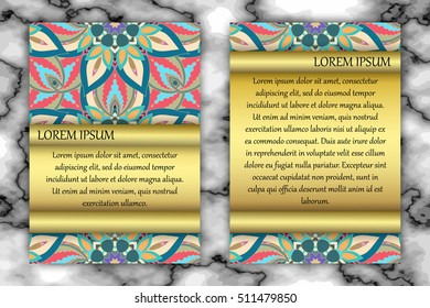 Invitation card design template. Vintage decorative elements with mandala, delicate floral pattern. Islam, Arabic, Indian, ottoman, aztec motifs