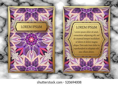 Invitation card design template. Vintage decorative elements with mandala, delicate floral pattern. Islam, Arabic, Indian, ottoman, aztec motifs