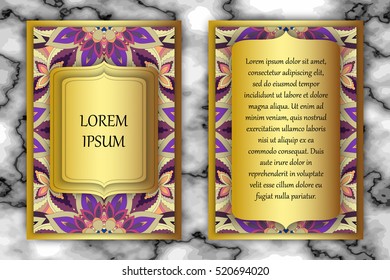 Invitation card design template. Vintage decorative elements with mandala, delicate floral pattern. Islam, Arabic, Indian, ottoman, aztec motifs
