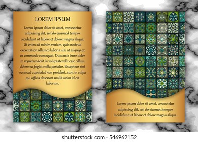 Invitation card design template. Vintage decorative elements with mandala, delicate floral pattern. Islam, Arabic, Indian, ottoman, aztec motifs