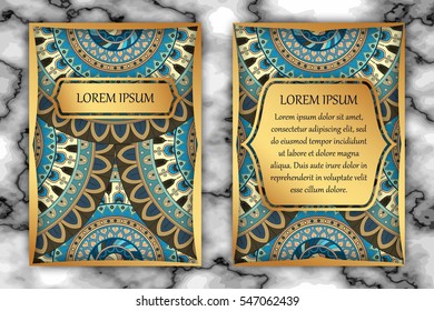 Invitation card design template. Vintage decorative elements with mandala, delicate floral pattern. Islam, Arabic, Indian, ottoman, aztec motifs