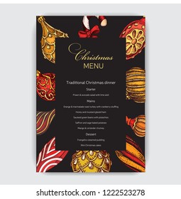 Invitation card for a dinner on New Year's Eve. Invitation flyer for a Christmas party in a restaurant.